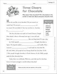 Free printable grade 5 math worksheets our grade 5 math worksheets cover the 4 operations fractions and decimals at a greater level of difficulty than previous grades. Three Cheers For Chocolate Quick Cloze Passage Grades 2 3 Printables Cloze Passages Cloze Reading Reading Passages