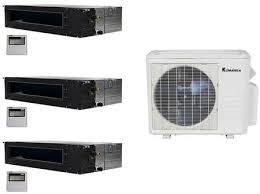 Heat and cool air conditioners. Klimaire 3 Zone Mini Split System With 36000 Btu Three Kdir12 H2 12k Indoor Ceiling Recessed Ducted Units And An Outdoor Unit In White Appliances Connection