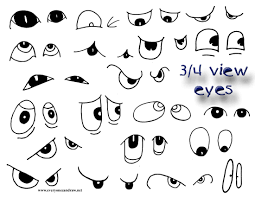 Black And White Eye Drawing Cartoon Three Quarter View Cartoon Eyes Cartoon Drawings Cartoon Eyes Drawings
