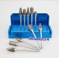 Set 10 Dental Lab Titanium Nitrate Carbide Burs 1 Fg Ra Bur Holder Block Ebay Dental Lab Dental Hygenist Dental