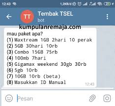 Nah setelah kamu mengetahui apa itu paket omg, mungkin kamu tidak akan bertanya tanya lagi apa itu paket omg, paket omg untuk apa dan bagaimana cara menggunakan paket omg. Cara Tembak Kouta Omg Menggunakan Bot Telegram Kumpulan Remaja