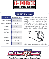 Sizing Chart G Force Auto Racing Glove Sizing Chart