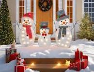 Glowing Snowman Family Outdoor Decor - 3 Piece LED Lighted Christmas Yard  Set with Auto Timer, Waterproof Holiday Lawn Decorations