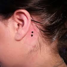 Semicolon lady bug wrist tattoo. Tatto Wallpapers Semicolon Tattoo Behind Ear