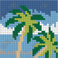 Beach 1 Pixel Art Pixel Art Grid Tree Quilt Pattern Cross Stitch Tree