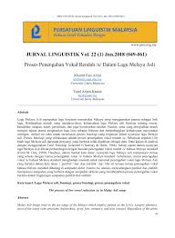 04 april 2018 / satria sadewa. Pdf Proses Penengahan Vokal Rendah A Dalam Lagu Melayu Asli