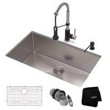 What kind of sink should i get for my kitchen? 30 Undermount Kitchen Sink W Bolden Commercial Pull Down Faucet And Soap Dispenser In Stainless Steel Matte Black
