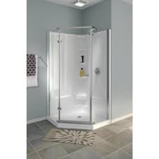 For manufactured homes fiberglass slip resistant floor simulated tile. Shower Stalls Kits Showers The Home Depot