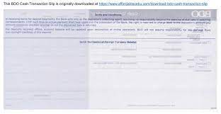 Click ok agree on our partner's terms and conditions and click continue take note of your reference number shown on the screen; Download Bdo Cash Transaction Slip Ready To Print Banking 30762