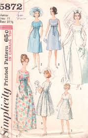 Simplicity 5872 1960s Empire Waist Wedding Dress Pattern Junior Womens Vintage Sewing Pattern Size 11 Bust 31 With Images Empire Waist Wedding Dress Patterned Bridesmaid Dresses Wedding Dress Patterns