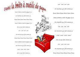 paroles de la chanson quot dans la boite a outils de papa quot comptines paroles comptines boite a outils