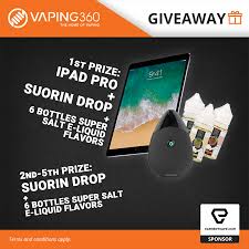 Apple 10 5 Ipad Pro 5 X Suorin Drop And 5 X 6 Bottles Super Salt E Liquid Flavors Element Vape Giveaway E Liquid Flavors Vape Vape Juice