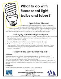 Recycling cfls and other fluorescent bulbs allows reuse of the glass, metals and other materials that make up fluorescent lights. Fluorescent Light Bulbs Teton County Wy