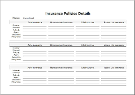 Contact the insurance company to get previous claim information. Insurance Policies Record Sheet For Excel Word Excel Templates