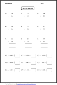 Decimal Addition Worksheets Decimals Worksheets Decimals Addition Decimals