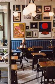 Love Everything About This Velvet Banquette Gallery Wall Diagonal Floor Zenit Restaurant In Cafe Interior Restaurant Interior Design Cafe Interior Design
