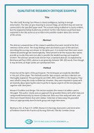 The sample did not appear to come from a random selection process, which is a threat to internal validity. Qualitative Research Critique Example Album On Imgur