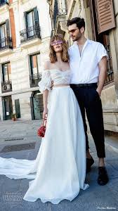 Off Shoulder Bishop Sleeve Wedding Dress Flora Bridal 2020 Wedding Dresses Whispers Bridal Collection Wedding Inspirasi Crop Top Wedding Dress Top Wedding Dresses 2 Piece Wedding Dress