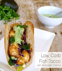 Then add the secret sauce, salsa, shredded cabbage, cilantro and onion as desired. Low Carb Fish Tacos With Avocado Crema Step Away From The Carbs
