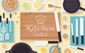 Flat Kitchen Table Vector Concept Kitchen Table Business Illustration Unique Fonts