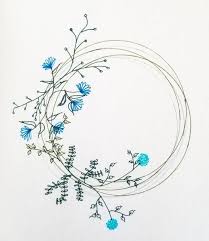 Floral Wreath Doodle En 2020 Dessin Floral Dessins Botaniques Dessin Couleur