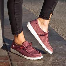 Keep comfortable all day long in the best of women's shoes from hey dude! Hey Dude Shoes Women S Wendy Stretch Shoes In Burgundy In 2020 How To Stretch Shoes Ladies Shoes Designer Women Shoes