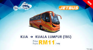 Looking how to get from larkin bus terminal to klia2? Jetbus Bus From Klia To Kl Tbs Busonlineticket Com