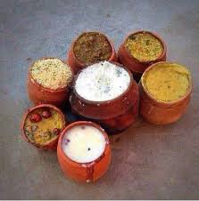 Earthen pots containing Mahaprasad