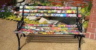 Unique Wooden Bench Decorating Ideas To Personalize Yard Landscaping And Garden Designs Painted Benches Wooden Garden Benches Bench Decor