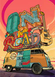 On The Road Illustration Retro Poster Illustration Art
