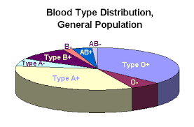 Pie Chart Showing Frequency Of Different Blood Types Among