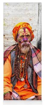 Colorful Sadhu Yoga Mat by Lindley Johnson