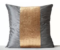 Decorative Pillow Covers Grey Gold Color Block Silk Throw Pillow 18x18 Grey Couch Sequin Pillows Sofa Cush Gold Pillows Silk Throw Pillows Cushions On Sofa