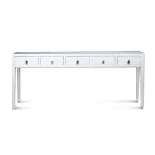 White High Gloss Lacquer 5 Drawer Console Table 75 W X 14 D X 32 H Extra Long Console Table Console Table Long Console