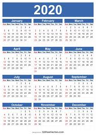 Free 2020 Calendar Template Calendar Vector Calendar Template 2020 Calendar Template