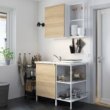 Hampton bay hampton medium oak raised panel stock assembled sink base kitchen cabinet (36 in. Enhet Kitchen White Oak Effect Ikea