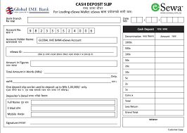 Bank dda, mmda or cds, plus access to other u.s. Global Ime Bank Counter Deposit Slip Esewa