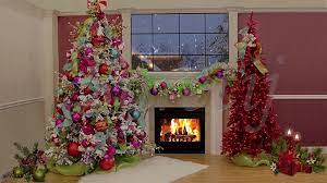 86hd Christmas Tv Virtual Studio Green Screen Fireplace Xmas Tree Candles Studio Green Green Screen Backgrounds Candle Tree