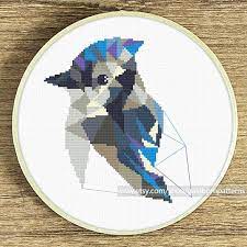 The pattern is 474 stitches (width) by 333 stitches (height), and measures approximately. Blue Jay Cross Stitch Pattern Geometric Bird Animal Wall Art Etsy Cross Stitch Patterns Modern Cross Stitch Cross Stitch Animals