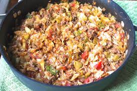 Amish One Pan Ground Beef And Cabbage Skillet Recipe Ground Beef And Cabbage Cabbage Recipes Amish Recipes