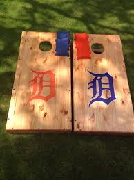 Detroit Tiger Boards Orange Blue Cornhole Cornhole Boards Crafts