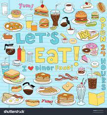 Condiments clipart ~ 106 images. Diner Food Tasty Hand Drawn Fast Food Notebook Doodle Design Elements Set On Lined Sketchbook Paper Background Vec Diner Recipes Food Doodles Notebook Doodles