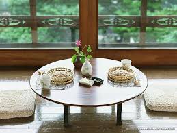 Round Japanese Table With Cushions Japanese Dining Table Dining Table Design Japanese Table