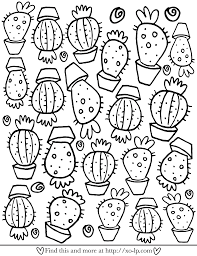 Cactus Printable Coloring Page Xo Lp Coloring Pages New Year Coloring Pages Halloween Coloring Pages