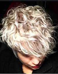Curly Pixie Pure Platinum Blonde Short Hair Styles Short Blonde Hair Curly Pixie