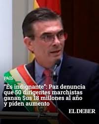 El presidente Rodrigo Paz aseguró este lunes que 50 dirigentes sindicales  que participan de la marcha de la Central Obrera Boliviana (COB), en  demanda de la abrogación del Decreto Supremo 5503, ganan