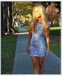 Dress Blue Patterned Pattern Aztec Print Printed Short Graduation Spring Tight Lovely Amazing Blue Fashion Style Cute Dresses