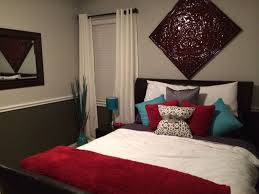 Grey Teal Red And White Guest Room Bedroom Wallpaper Yellow Teal Bedroom Red Bedroom Design