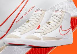 They were designed to compete with converse and adidas sneakers that were dominating the court, and feature a simple. Nike Blazer Mid 77 First Use Swoosh Dh6757 100 Sneakernews Com