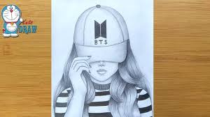 I always try to show the easiest way of drawing and painting. How To Draw A Girl With Cap For Beginners Drawing Of A Girl With Bts Cap Pencil Drawing Youtube Cap Drawing Drawing For Beginners Bff Drawings